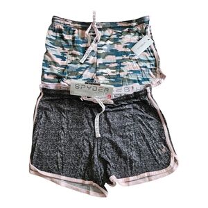 Spyder PJ Pajama Sleep Shorts XL 2 Pack Pink Camo Black Lounge NWT Lot 2 WS72